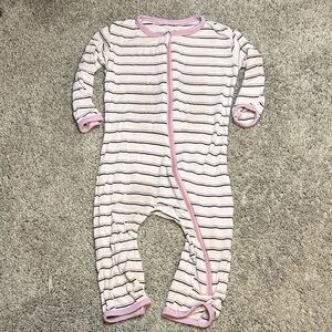 Kickee Pants Pink and Cream Striped Footie Baby 3-6 Months